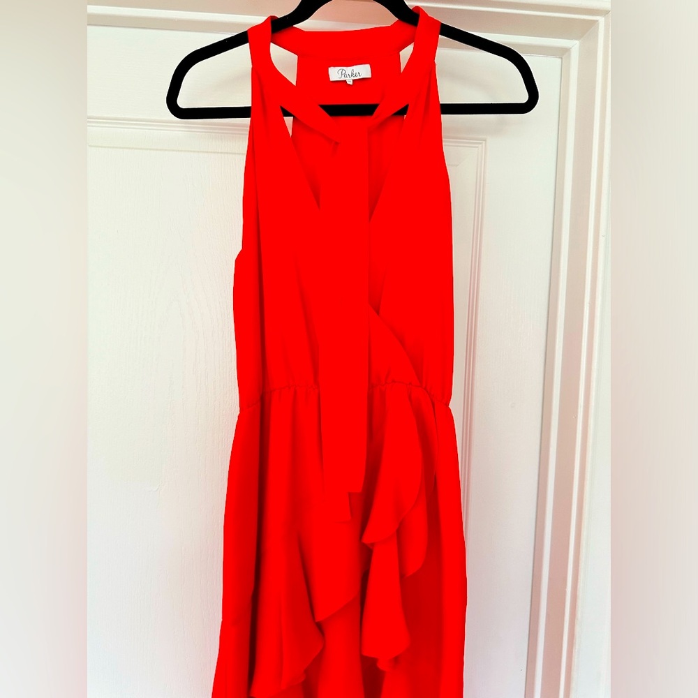 Parker red dress with tie